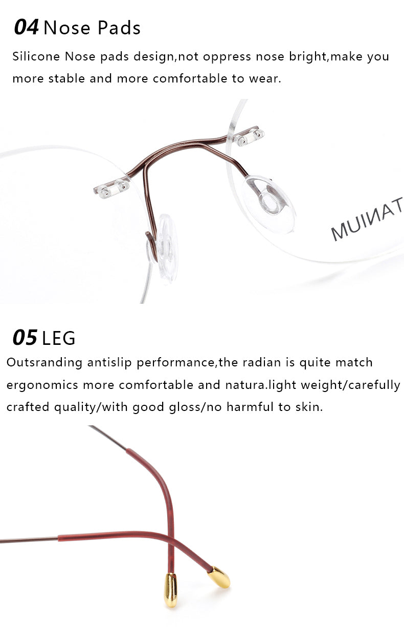 Krasivyy Unisex Rimless Round Titanium Eyeglasses Kr6012.