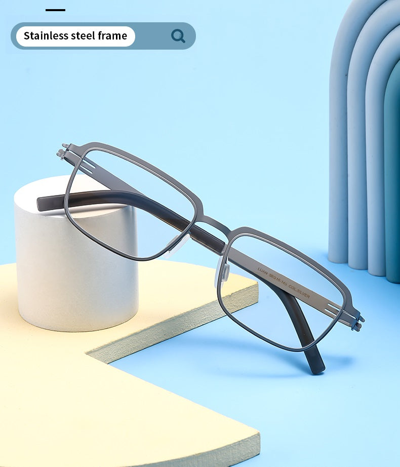 Bobbie Unisex Full Rim Square Screwless Steel Acetate Eyeglasses 165038 — view 1 | Bobbie at FuzWeb