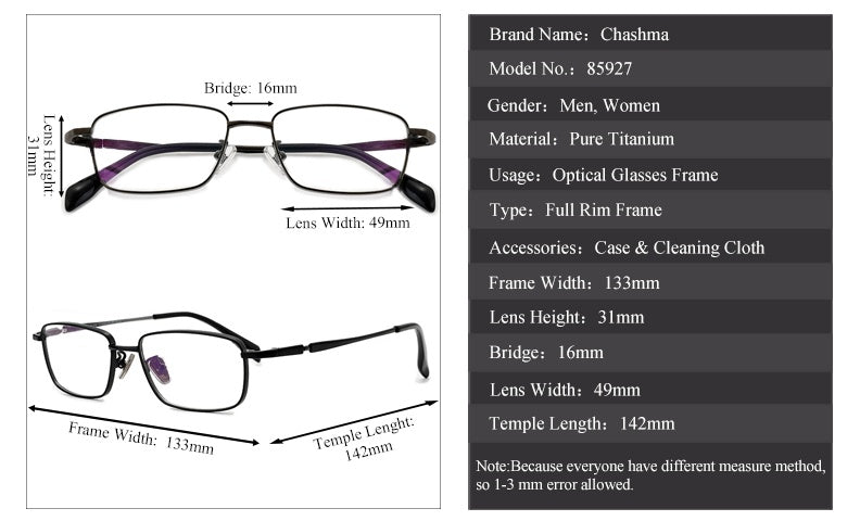 Chashma Ochki Womens Full Rim Square Titanium Eyeglasses 85927 — view 1 | Chashma Ochki at FuzWeb
