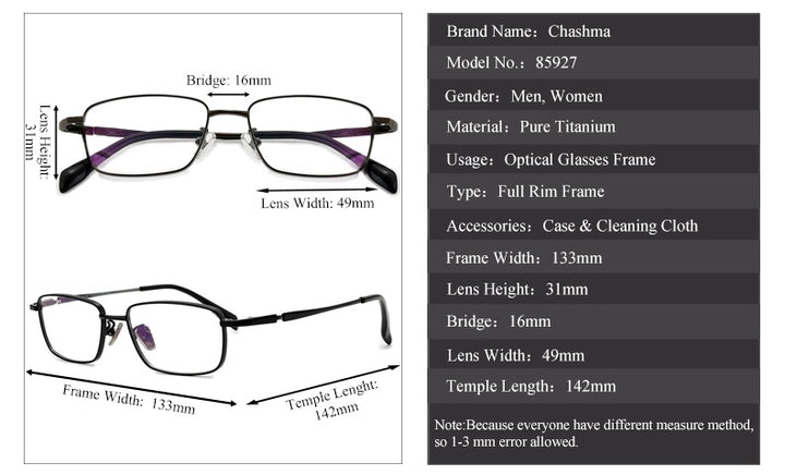 Chashma Ochki Womens Full Rim Square Titanium Eyeglasses 85927 — view 1 | Chashma Ochki at FuzWeb