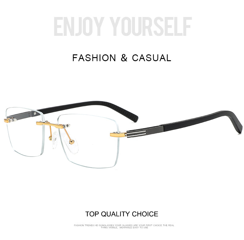 Krasivyy Mens Big Rimless Square Screwless Titanium Eyeglasses 25020 — view 1 | Krasivyy at FuzWeb