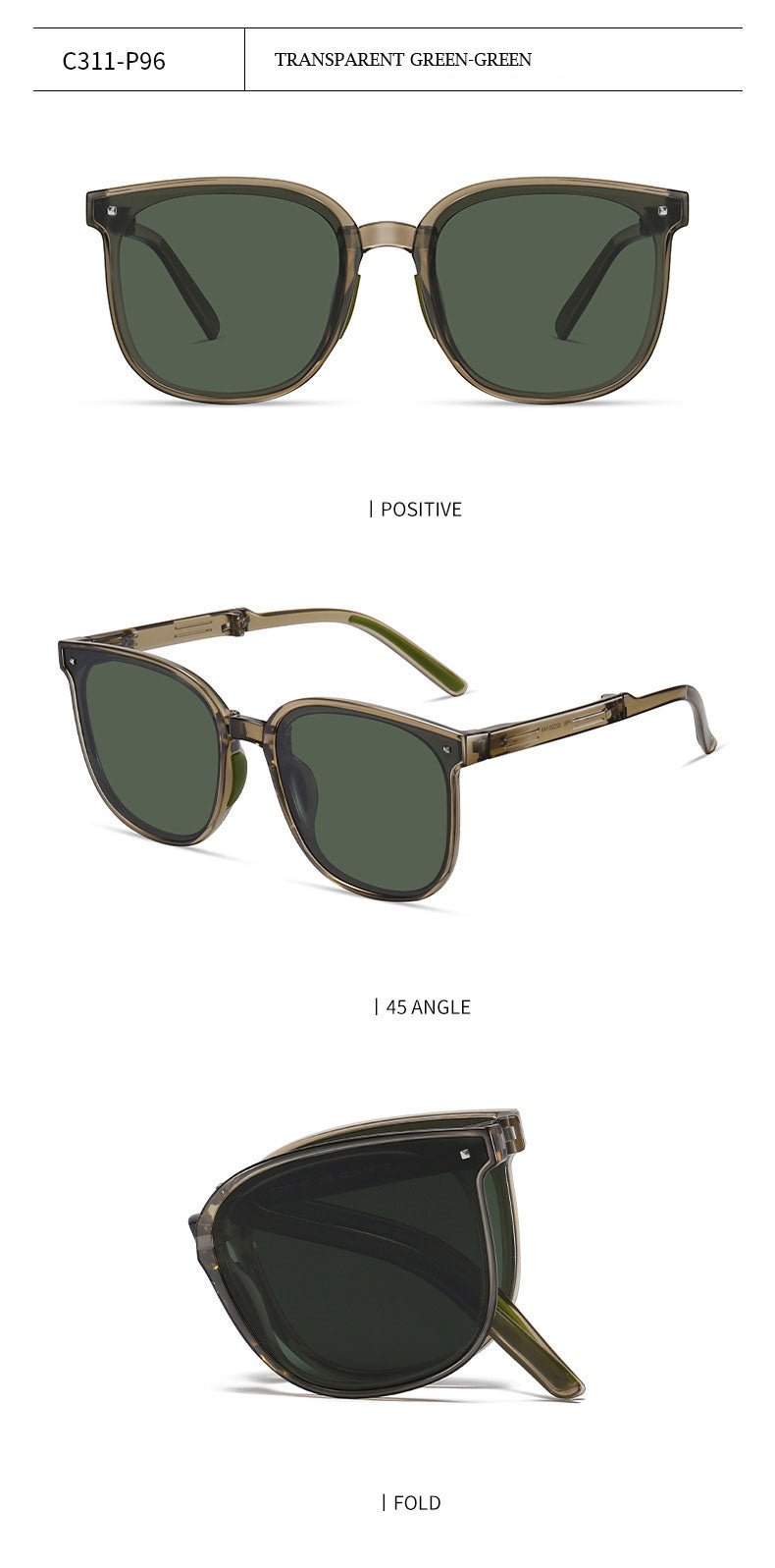 Zirosat Unisex Full Rim Square Alloy Foldable Sunglasses WT7901 — view 14 | Zirosat at FuzWeb