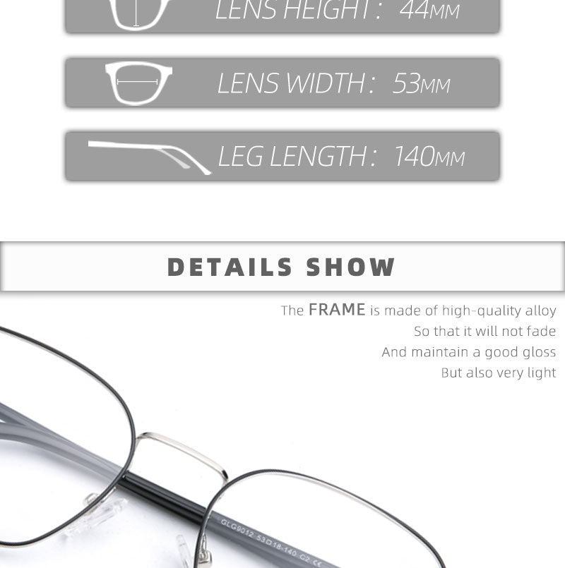 Laoyehui Unisex Eyeglasses Alloy Ultra Light Polygon Frame 9012 — view 3 | Laoyehui at FuzWeb
