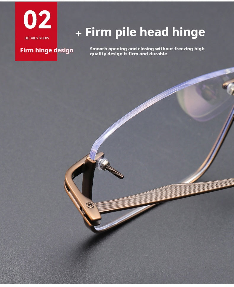 Momoja Unisex Semi Rim Big Polygon Square Titanium Eyeglasses 72416 — view 2 | Momoja at FuzWeb