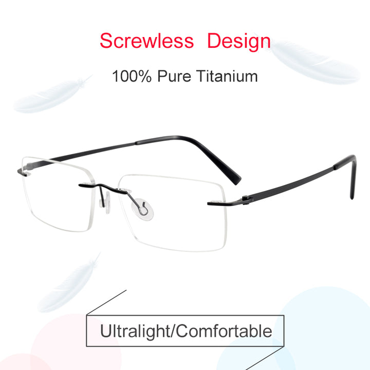 Krasivyy Womens Rimless Square Titanium Eyeglasses 45007 — view 1 | Krasivyy at FuzWeb