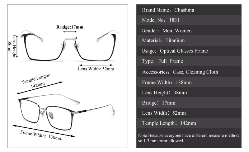 Chashma Ochki Womens Full Rim Square Titanium Eyeglasses 18317 — view 1 | Chashma Ochki at FuzWeb