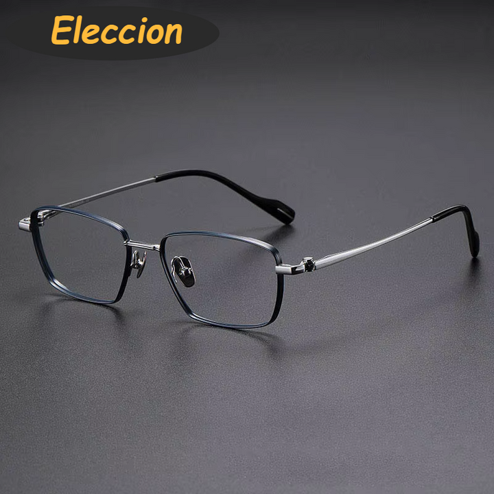 Eleccion Women's Full Rim Square Titanium Eyeglasses 81016 Full Rim Eleccion Blue - Silver