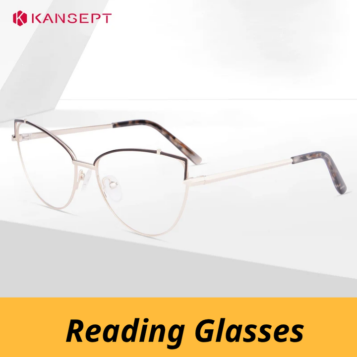 Kansept Women's Full Rim Oval Cat Eye Alloy Reading Glasses 791571