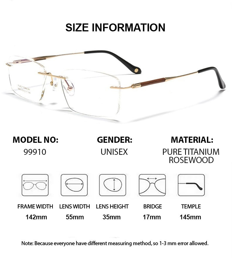 Chashma Ochki Mens Rimless Square Titanium Rosewood Eyeglasses 899910 — view 1 | Chashma Ochki at FuzWeb