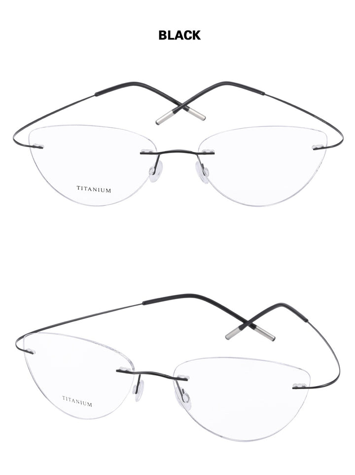 Chashma Ottica Unisex Rimless Cat Eye Titanium Eyeglasses 720003 FuzWeb