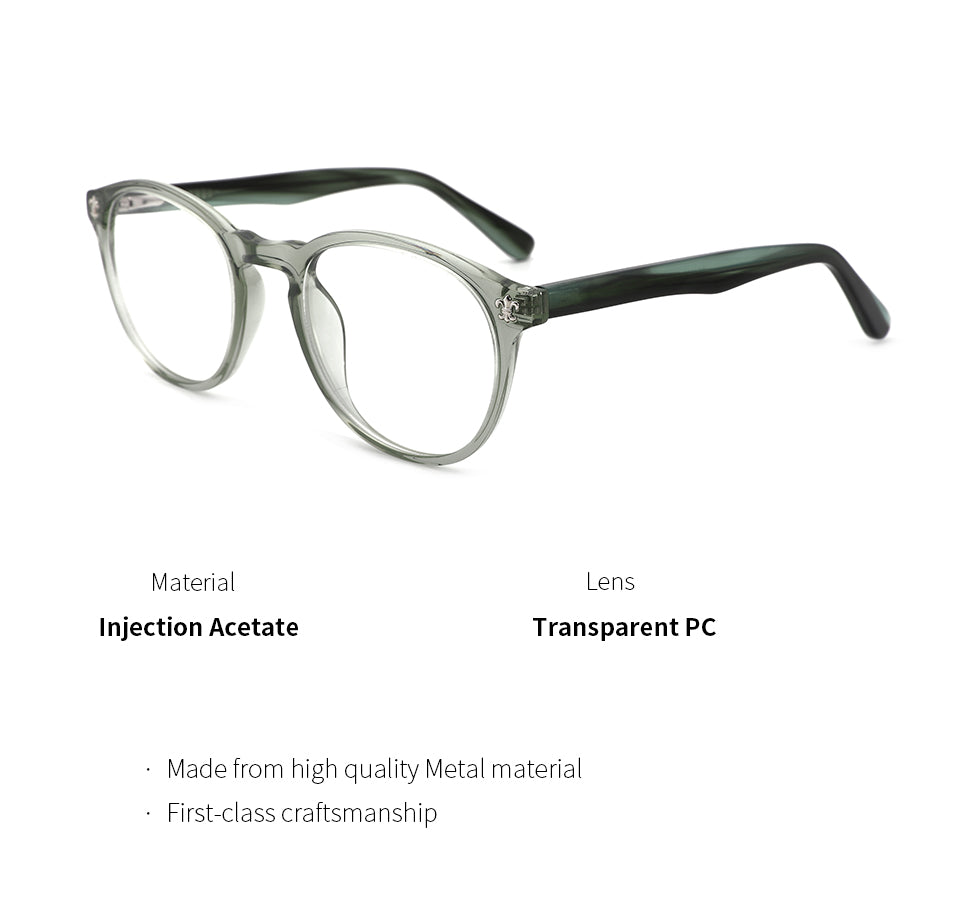 Kansept Women's Full Rim Round Injection Acetate Frame Eyeglasses Fg6003.
