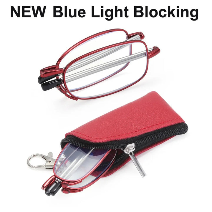 Gootrades Unisex Full Rim Square Alloy Foldable Reading Glasses 5923.