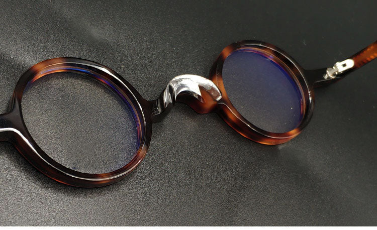 Yujo Unisex Full Rim Small Round 34mm Handcrafted Acetate Eyeglasses.
