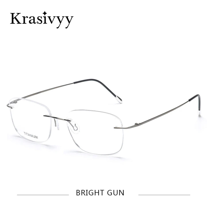 Krasivyy Unisex Rimless Square Titanium Eyeglasses Kr6010.