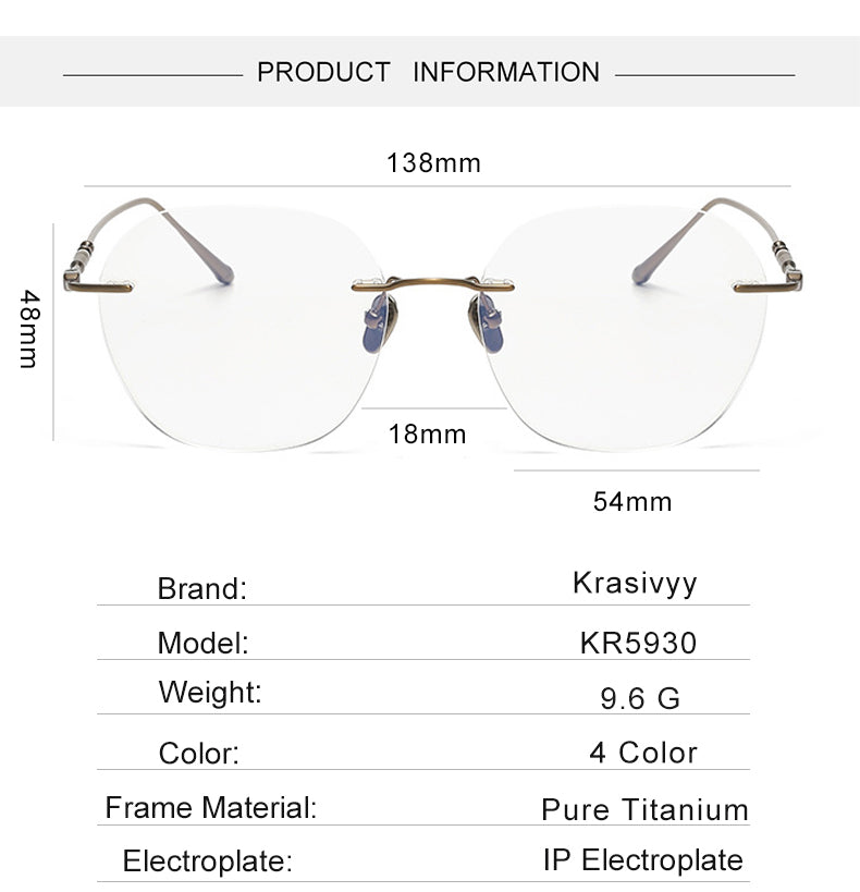 Krasivyy Womens Rimless Flat Top Oval Titanium Eyeglasses 75930 — view 2 | Krasivyy at FuzWeb