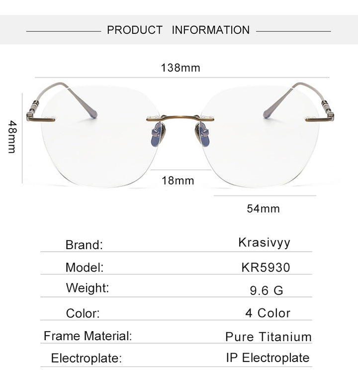 Krasivyy Womens Rimless Flat Top Oval Titanium Eyeglasses 75930 — view 2 | Krasivyy at FuzWeb