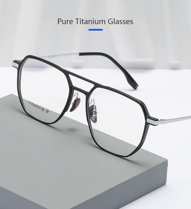 Hdcrafter Mens Full Rim Big Oval Double Bridge Titanium Eyeglasses 20239 — view 1 | Hdcrafter Eyeglasses at FuzWeb