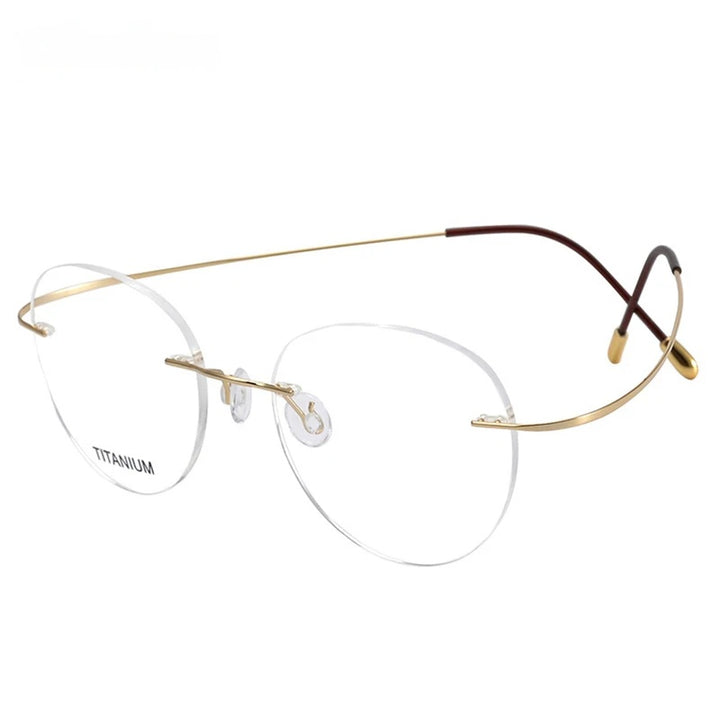 Chashma Ochki Unisex Rimless Round Titanium Eyeglasses 16017 — view 11 | Chashma Ochki at FuzWeb