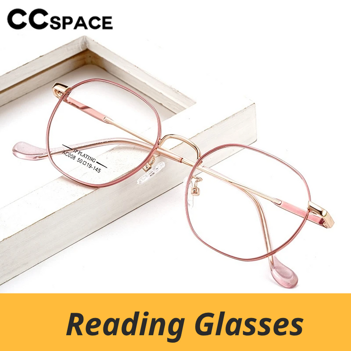 CCspace Women's Full Rim Round Alloy Reading Glasses 802708
