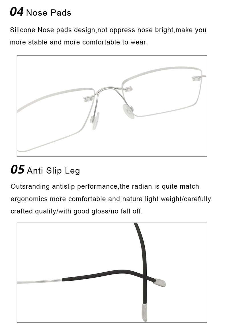 Krasivyy Unisex Rimless Square Titanium Eyeglasses 71611.