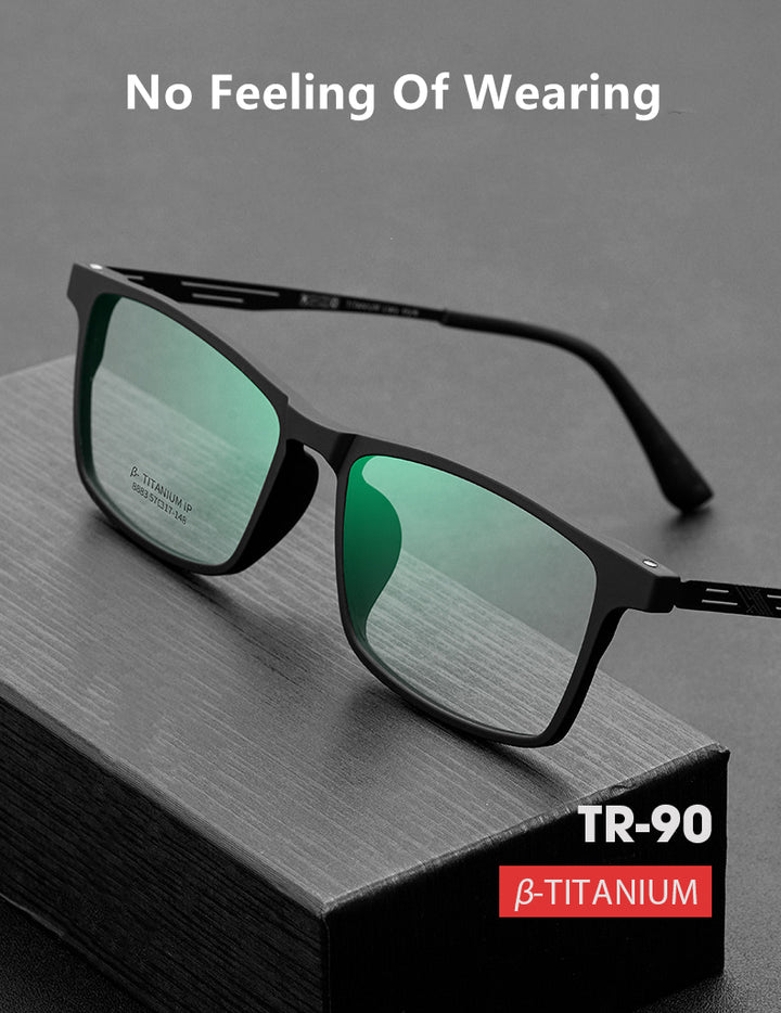 Kocolior Unisex Full Rim Square Titanium Alloy Hyperopic Reading Glasses 9824 — view 2 | Kocolior at FuzWeb
