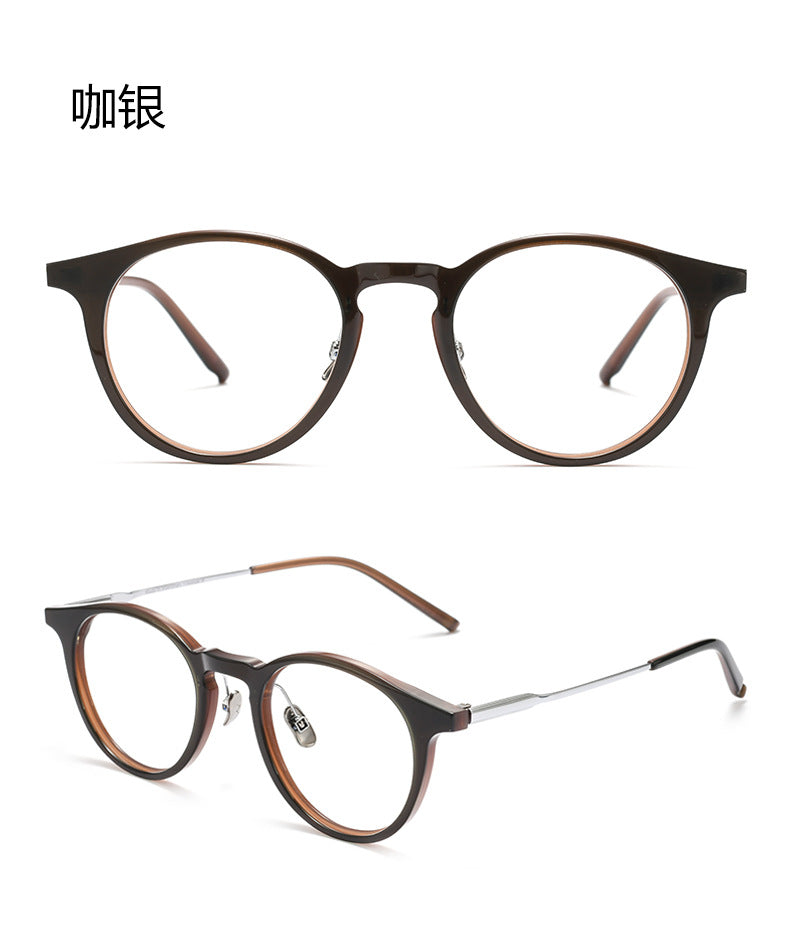 Bclear Unisex Full Rim Round Square Acetate Titanium Eyeglasses 298111.