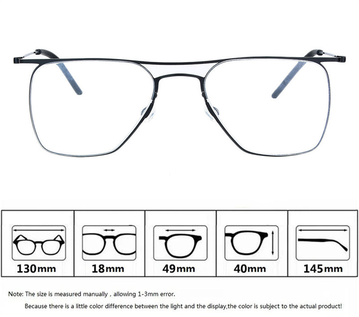 Aimee Womens Full RIm Square Double Bridge Titanium Eyeglasses 55802 — view 2 | Aimee at FuzWeb