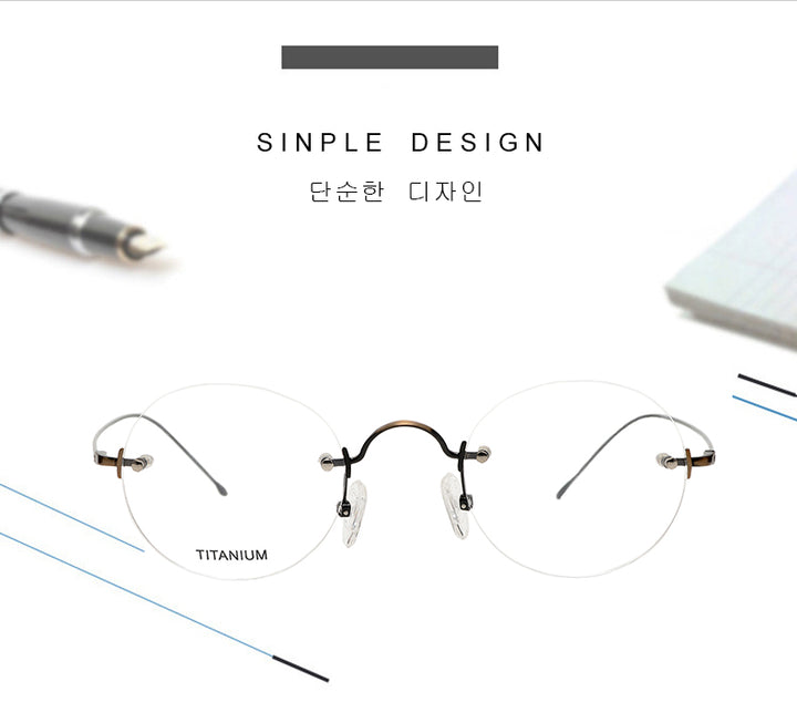Krasivyy Womens Rimless Round Titanium Eyeglasses Kr8635 — view 1 | Krasivyy at FuzWeb