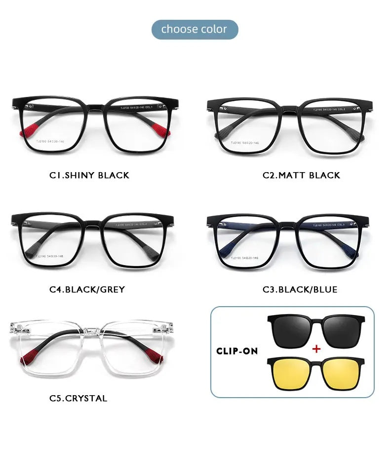 Kansept Unisex Full Rim Square Tr 90 Reading Glasses Clip On Polarized Sunglasses 2190 — view 12 | Kansept at FuzWeb
