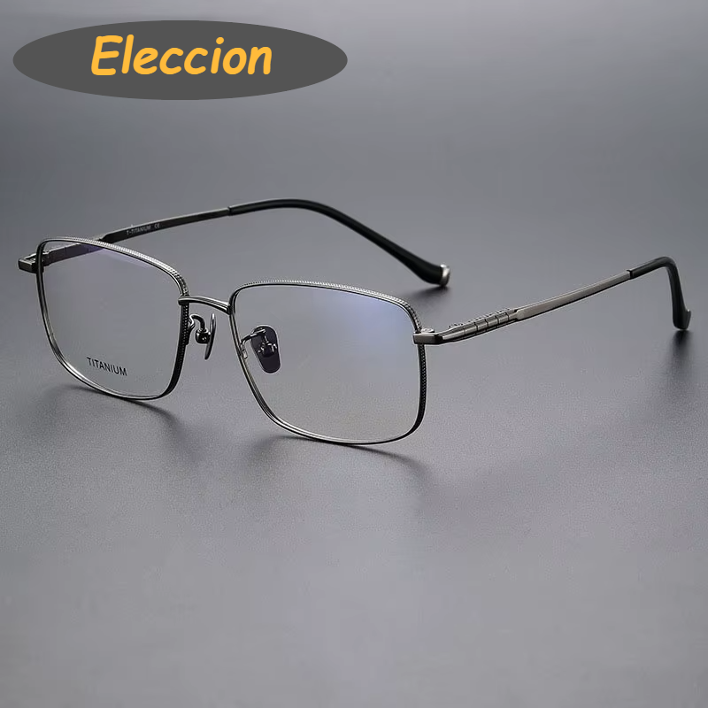 Eleccion Women's Full Rim Polygon Square Titanium Eyeglasses 80902 Full Rim Eleccion Gray