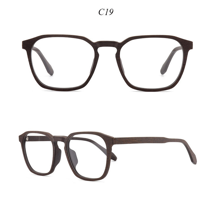 Hdcrafter Unisex Full Rim Square Wood Alloy Eyeglasses 1692.