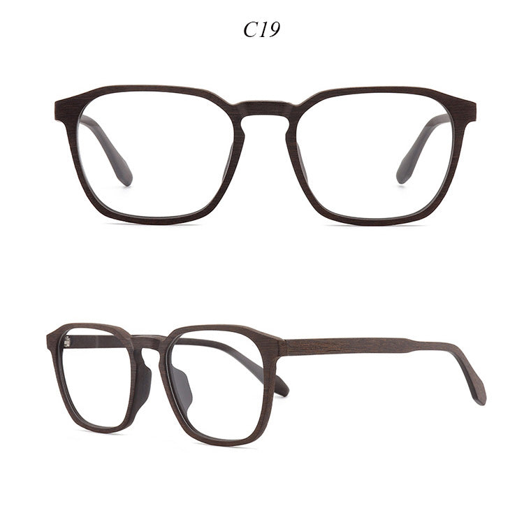 Hdcrafter Unisex Full Rim Square Wood Alloy Eyeglasses 1692.