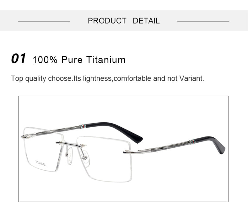Krasivyy Unisex Rimless Square Titanium Eyeglasses 1657.