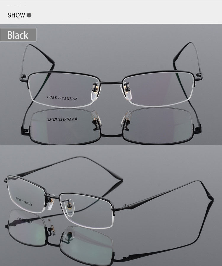 Unisex Titanium Half Rim Eyeglasses Round Box Frame 8272 — view 5 | Bclear at FuzWeb