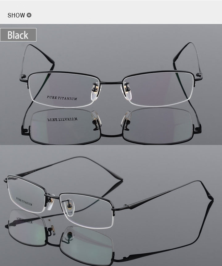 Unisex Titanium Half Rim Eyeglasses Round Box Frame 8272 — view 5 | Bclear at FuzWeb