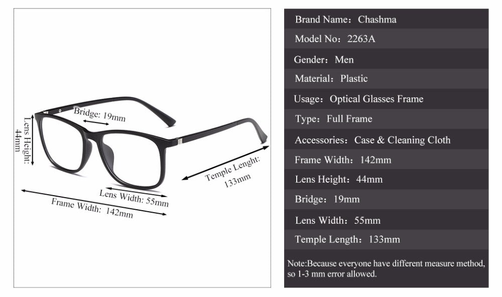 Chashma Ochki Unisex Full Rim Square Tr 90 Eyeglasses Clip On Sunglasses 2263/64 — view 2 | Chashma Ochki at FuzWeb