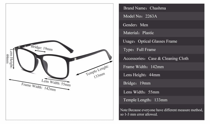 Chashma Ochki Unisex Full Rim Square Tr 90 Eyeglasses Clip On Sunglasses 2263/64 — view 2 | Chashma Ochki at FuzWeb