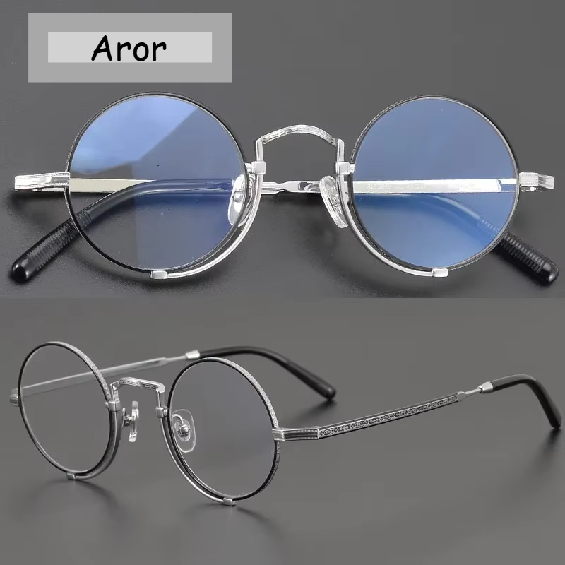 Aror Unisex Full Rim Round Titanium Eyeglasses 45919 Full Rim Aror