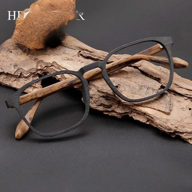 Hdcrafter Unisex Full Rim Square Wood Alloy Eyeglasses 1692 — view 1 | Hdcrafter Eyeglasses at FuzWeb