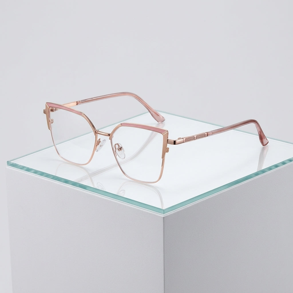 Vicky Women's Full Rim Cat Eye Blue Light Prescription Eyeglasses 9763 - Luxury Studio View