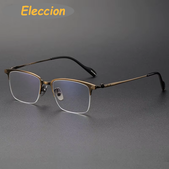 Eleccion Unisex Semi Rim Square Titanium Eyeglasses 74802 Semi Rim Eleccion