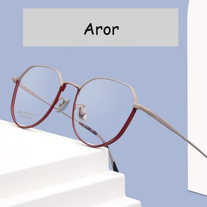 Aror Unisex Full Rim Flat Top Square Titanium Eyeglasses 205149 Full Rim Aror