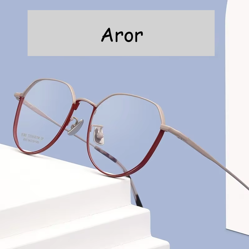 Aror Unisex Full Rim Flat Top Square Titanium Eyeglasses 205149 Full Rim Aror