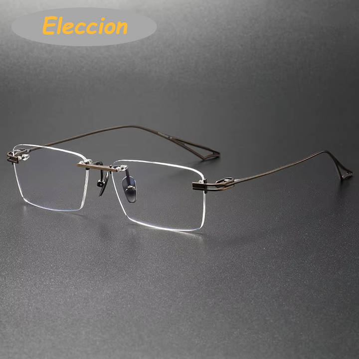 Eleccion Unisex Rimless Square Titanium Eyeglasses 14034