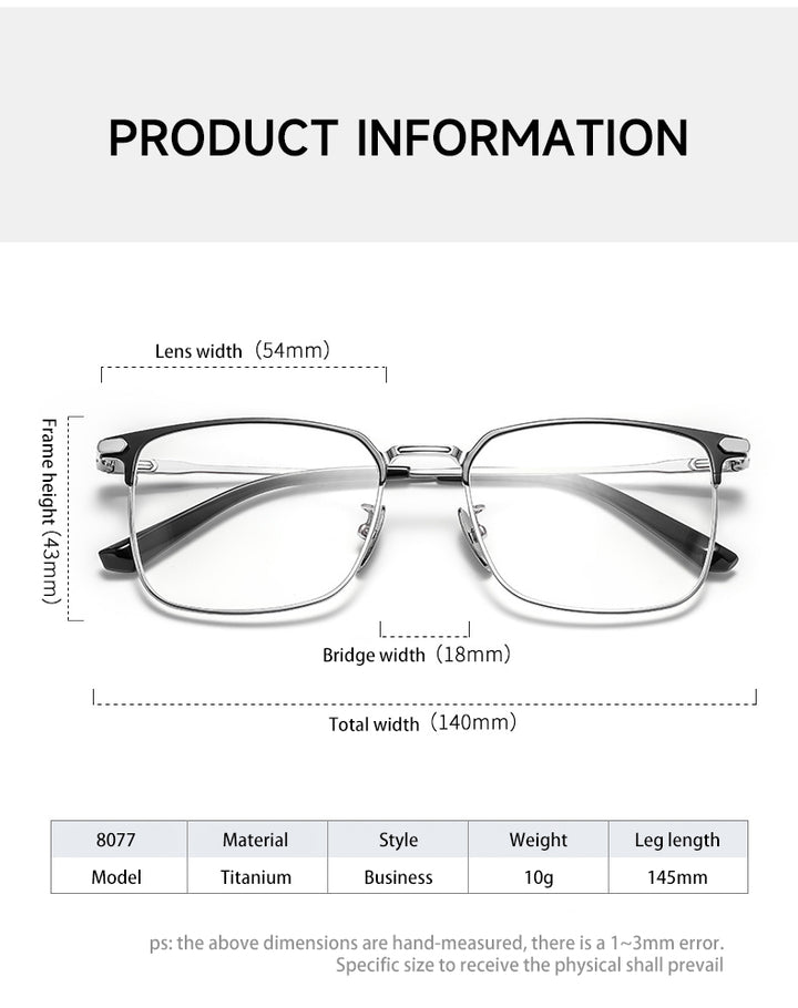 Vicky Unisex Full Rim Square Titanium Reading Glasses 80072.