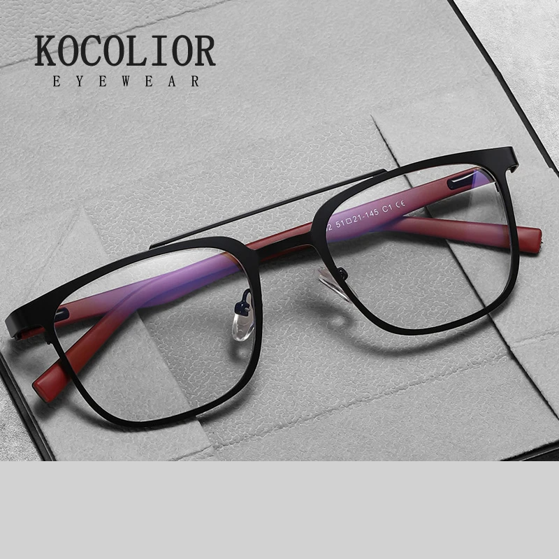 Kocolior Women's Full Rim Square Double Bridge Alloy Reading Glasses 91362