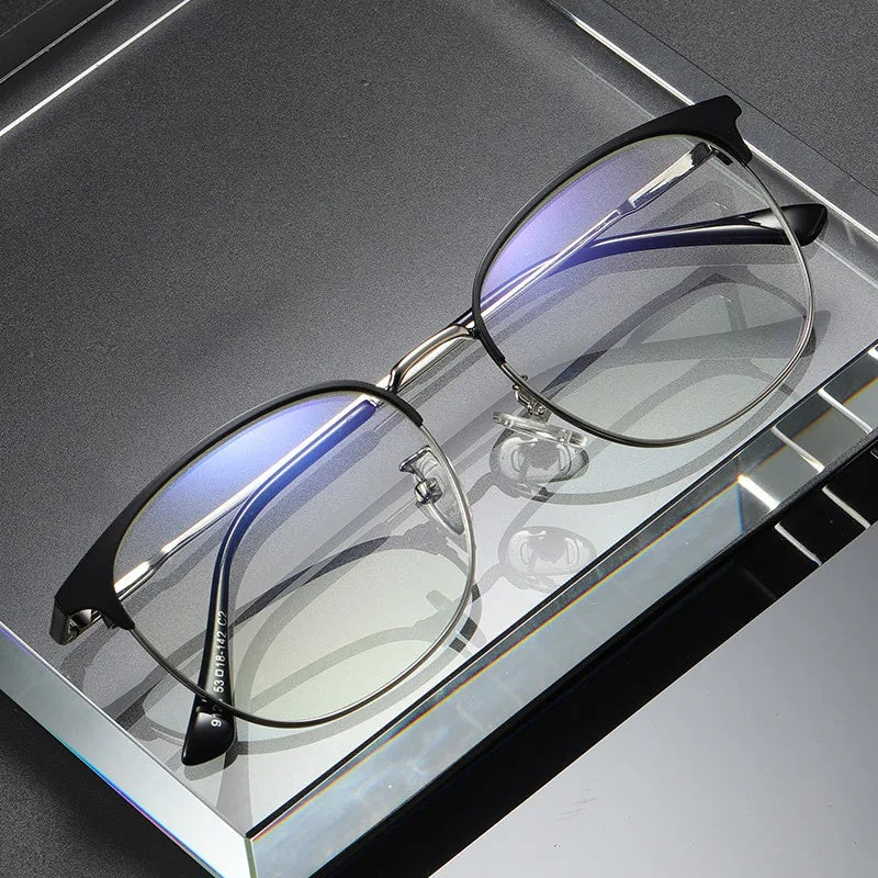 Kocolior Unisex Full Rim Square Acetate Alloy Brow Line Eyeglasses 9123 — view 1 | Kocolior at FuzWeb