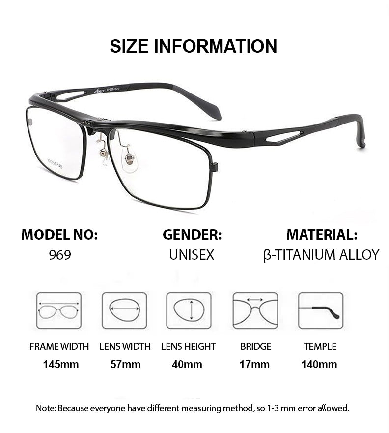 Chashma Ottica Unisex Full Rim Square Titanium Flip Up Eyeglasses 72969 — view 1 | Chashma Ottica at FuzWeb