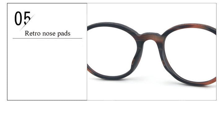 Hdcrafter Unisex Full Rim Round Oval Wood Metal Frame Eyeglasses 4237.