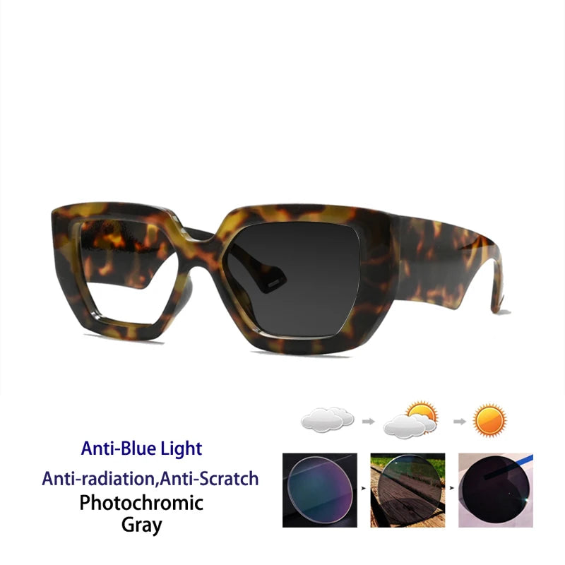 Kocolior Unisex Full Rim Square Acetate Photochromic Reading Glasses 86320.